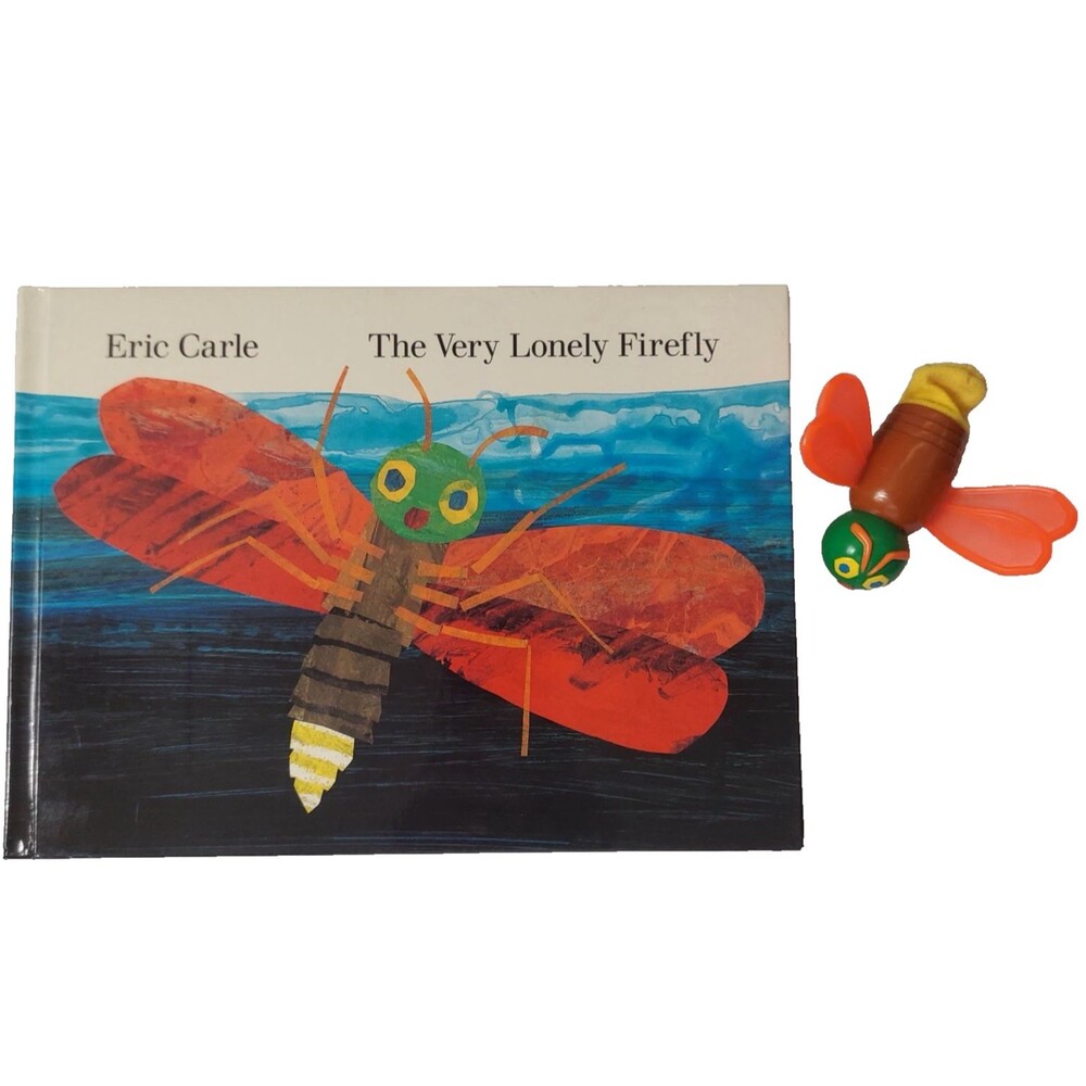 The Very Lonely Firefly Eric Carle Hardcover Book w Finger Puppet Vintage 1995